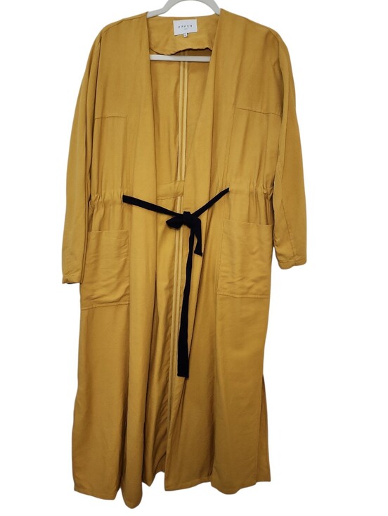 FRNCH Dresses & Skirts - FRNCH PARIS Mustard Yellow Long Sleeve Open Front Blazer Black Tie Size S/M